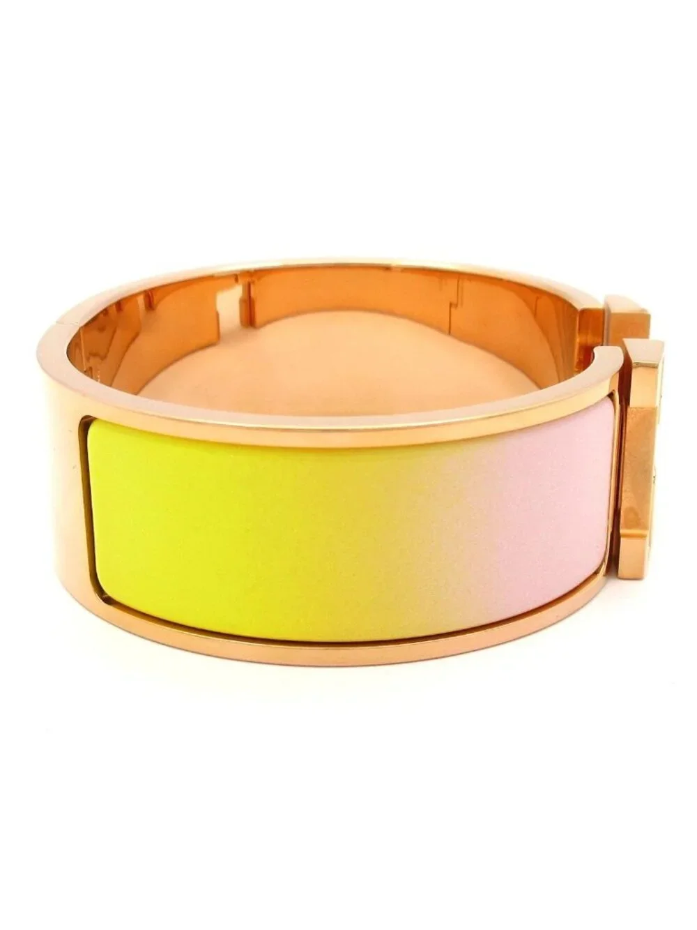 Hermes Bangle Clic Clac Pink Gold Light Yellow Bracelet